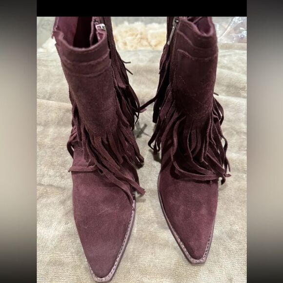 FREE PEOPLE LAWLESS FRINGE WESTERN SUEDE ANKLE BOOT NEW - Picture 5 of 6